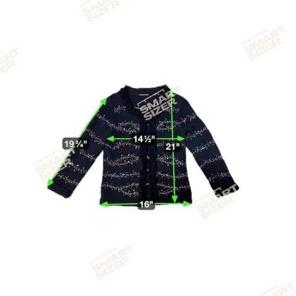 Michael Simon Women's Black Beaded Ruffle Cardigan Sweater Size S - Picture 5 of 6